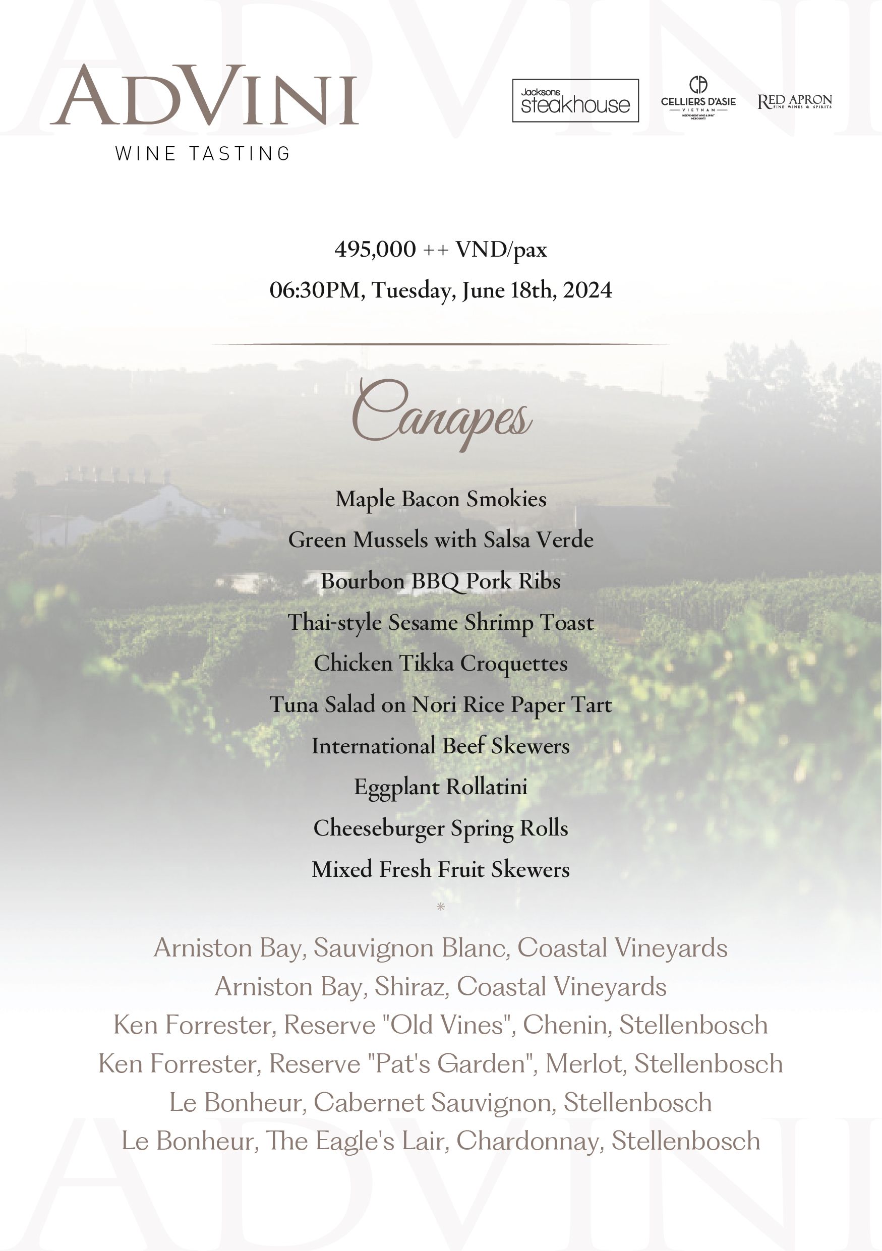 CANAPES MENU ENGLISH